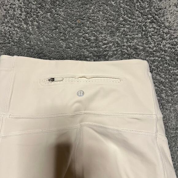 Lululemon Leggings Womens 4 Mind Over Miles Crop Activewear Workout Pants White - Picture 3 of 9